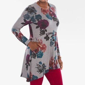 Chico's | Floral Button-Sleeve Tunic with Pockets | Multicolor | Size 2 (12/14)